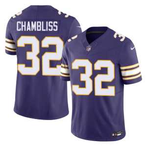 Throwback Chaz Chambliss Stitched Purple #32 The Purple Mens Jerseys 455870-867 - Image 1