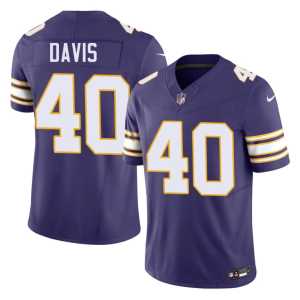 Throwback Limited #40 Terrill Davis Men's MIN Vikings Purple Jerseys 266899-589 - Image 1