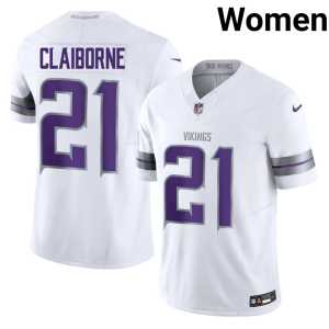 Alternate #21 Demond Claiborne Women's White Replica Minnesota Vikings Jersey 617679-889 - Image 1