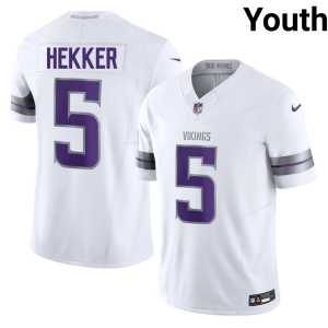 Alternate Johnny Hekker Vikings #5 White Youth Game Jerseys 713742-555 - Image 1
