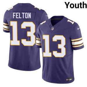 Throwback Player #13 Purple Youth Tai Felton Vikings Jerseys 730085-627 - Image 1